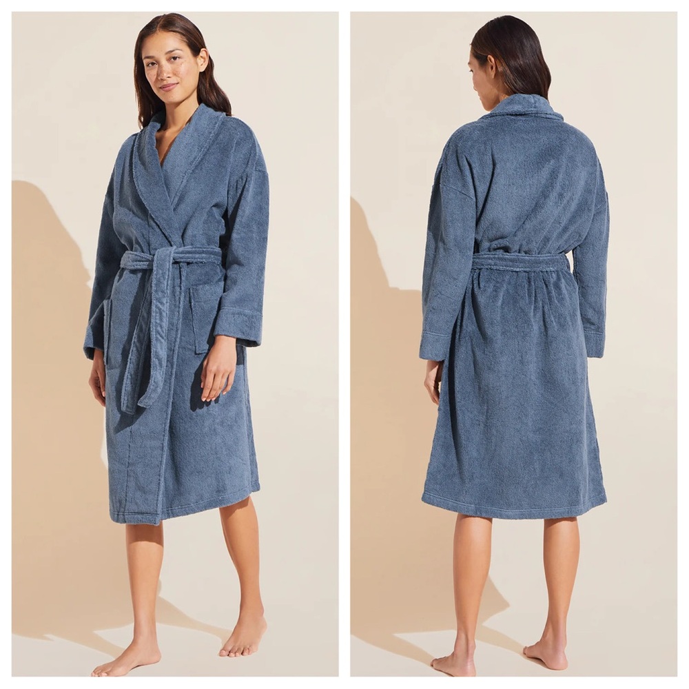 Eberjey Terry Robe Unisex in Coastal Blue